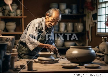男性の陶芸家のイメージ：AI生成画像 102712428