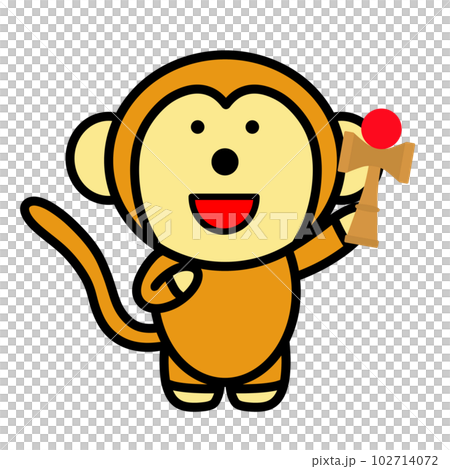 けん玉を持つサルのイラスト 102714072