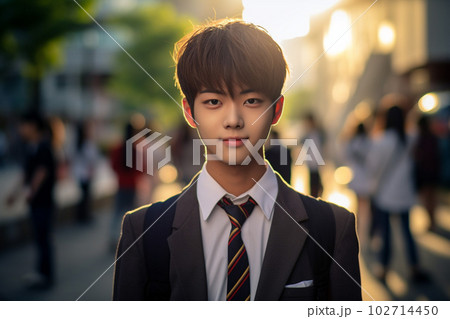 日本の男子生徒のイメージ：AI生成画像のイラスト素材 [102714450] - PIXTA