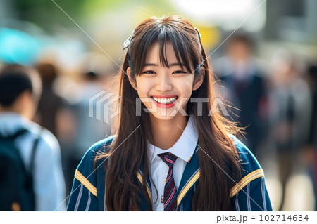 Image of a Japanese schoolgirl: AI-generated image - Stock