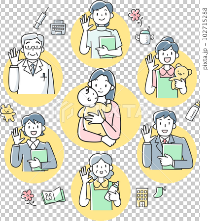 年輕媽媽育兒與育兒支援形像圖 年輕媽媽育兒與育兒支援形像圖 102715288