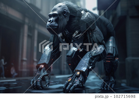 Image of a gorilla futuristic worl modifiedのイラスト素材