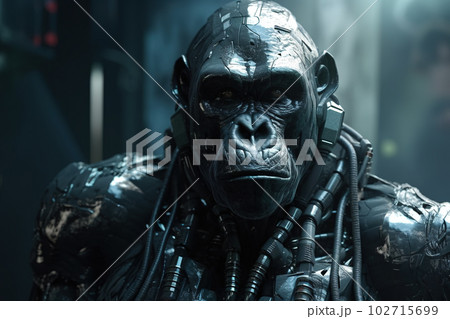 Image of a gorilla futuristic worl modifiedのイラスト素材