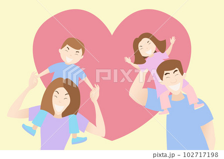 Global Day Of Parents. Happy world family day. Son and daughter and Old Parents have fun together with bright colors concept. Stylish modern flat card vector illustration. 102717198
