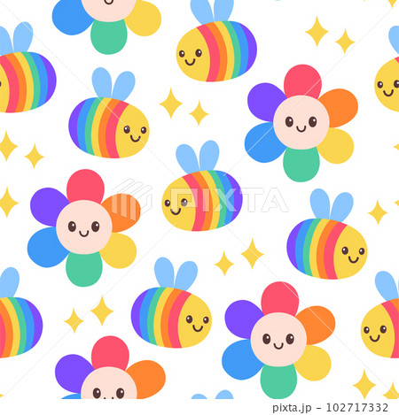 LGBT seamless pattern. Symbol of the LGBT community. LGBT pride or Rainbow elements. LGBT flag or Rainbow flag. 102717332