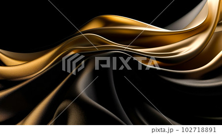 黒と金の光沢感のある生地の背景「AI生成画像」 102718891