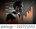 Stock market financial growth chart . Progress bar panel hologram style. Generative AI 102721052
