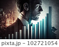 Stock market financial growth chart . Progress bar panel hologram style. Generative AI 102721054