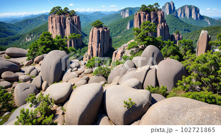 【大自然】険しい岩肌の山のイラスト素材 [102721865] - PIXTA