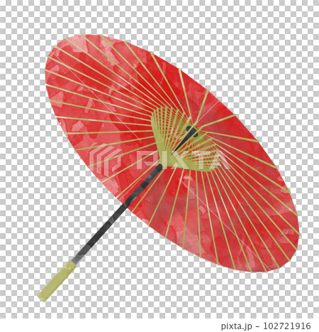 紅色日本傘水彩插圖素材 102721916
