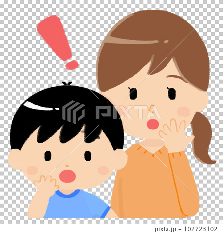 帶著驚訝表情的父母和孩子 102723102