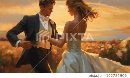 結婚式、タキシードの男性とウエディングドレスの女性 AI画像 結婚式、タキシードの男性とウエディングドレスの女性 AI画像 102723906