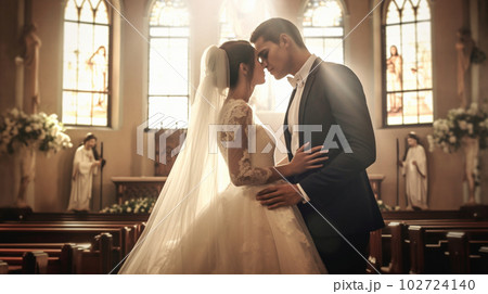 結婚式、タキシードの男性とウエディングドレスの女性 AI画像 結婚式、タキシードの男性とウエディングドレスの女性 AI画像 102724140