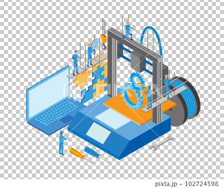 3Dプリンタによるものづくりのイメージイラスト 102724598