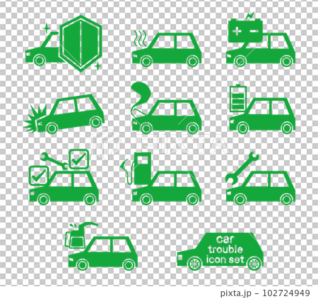 車のトラブルのアイコンイラストセット 車のトラブルのアイコンイラストセット 102724949
