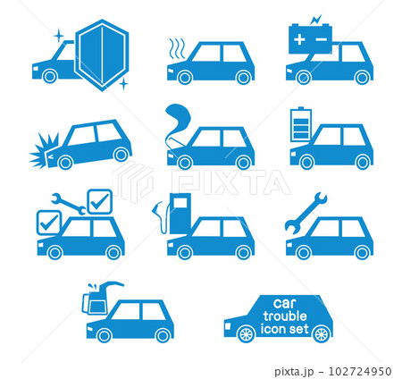 車のトラブルのアイコンイラストセット 車のトラブルのアイコンイラストセット 102724950