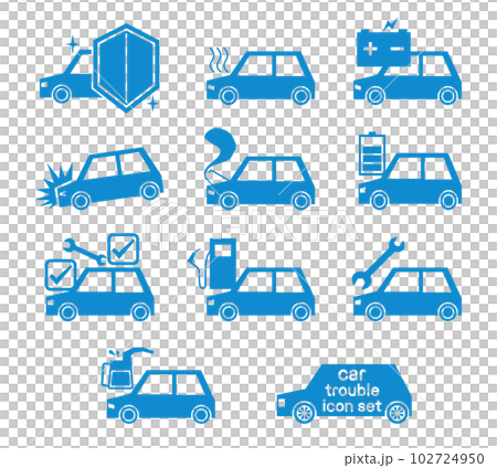 車のトラブルのアイコンイラストセット 車のトラブルのアイコンイラストセット 102724950