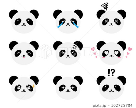 いろいろな表情の顔アイコン9種セット パンダさん いろいろな表情の顔アイコン9種セット パンダさん 102725704