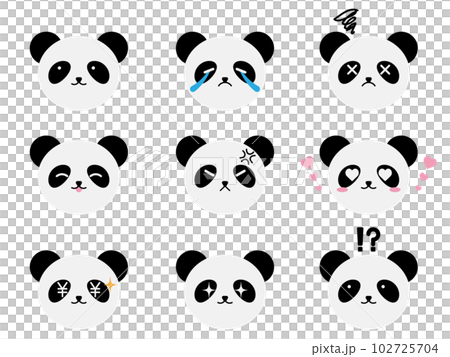 いろいろな表情の顔アイコン9種セット パンダさん いろいろな表情の顔アイコン9種セット パンダさん 102725704