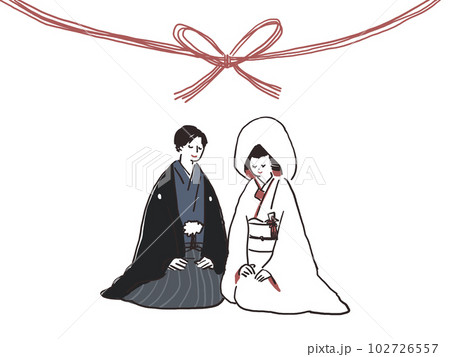 白無垢と羽織袴姿の新郎新婦 102726557