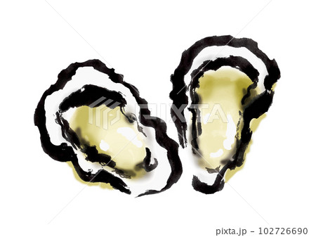 牡蠣の和風手描きイラスト 102726690