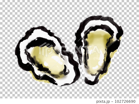 牡蠣の和風手描きイラスト 102726690