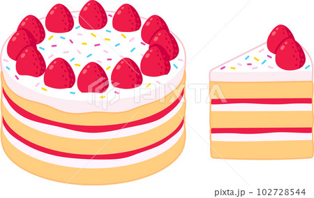 Strawberry birthday cake cartoon Strawberry birthday cake cartoon 102728544