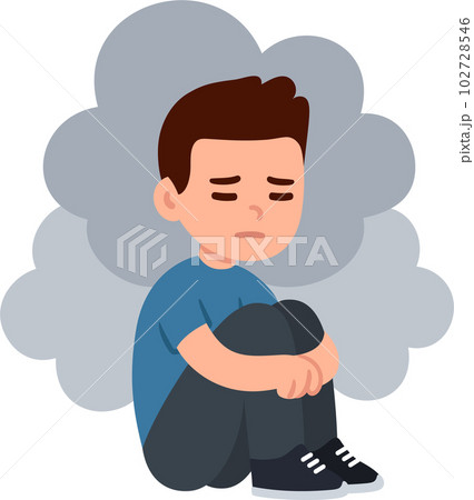 Sad boy sitting on the floor Sad boy sitting on the floor 102728546
