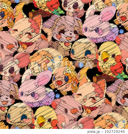 Cute little animal pets with a kind smiling faces and big eyes. 102729240