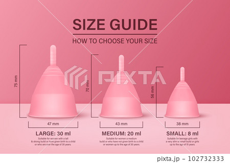 Premium PSD  Menstrual cups in three different sizes on a pink background  and copy space in 3d illustration