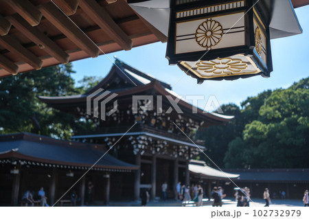 明治神宮　吊り灯篭と菊の御神紋　　東京都渋谷区 102732979