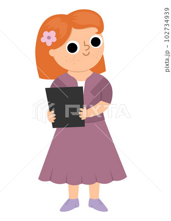 Vector wedding registrar illustration. Cute red heir girl in purple suit with flower. Official ceremony icon. Cartoon marriage guest. Elegant woman picture. Cute lady in smart outfit Vector wedding registrar illustration. Cute red heir girl in purple suit with flower. Official ceremony icon. Cartoon marriage guest. Elegant woman picture. Cute lady in smart outfit 102734939