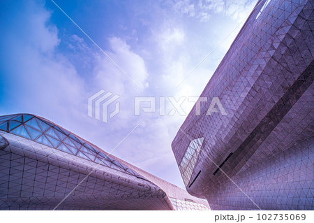 Guangzhou opera hall modern urban futurism architectural landscape landmark Guangzhou opera hall modern urban futurism architectural landscape landmark 102735069