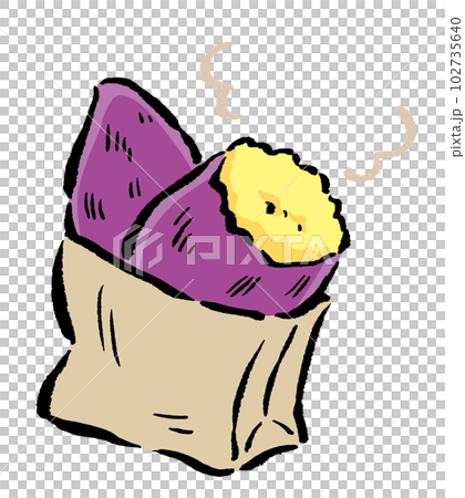 袋裝烤紅薯畫筆描邊矢量圖解 102735640