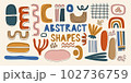 Hand Drawn various shapes and doodle objects. Set abstract shapes. Vector isolated illustration on a white background 102736759