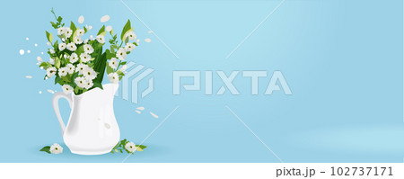 Happy mothers day illustration with woman holding a Flowers. Thank you card with blooming flowers. Use for Boarding Pass, birthday card, invitations, Birthday card Vector illustration 102737171