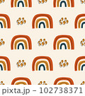 Contemporary Modern Trendy Pattern. Abstract pattern with Rainbow. Hand Drawn Vector Background 102738371