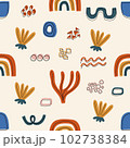 Contemporary Modern Trendy Pattern. Abstract Y2K pattern. Hand Drawn Vector Background 102738384