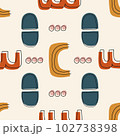 Contemporary Modern Trendy Pattern. Abstract Y2K pattern. Hand Drawn Vector Background 102738398