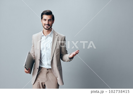 man copyspace freelancer portrait smiling computer internet suit business laptop job 102738415