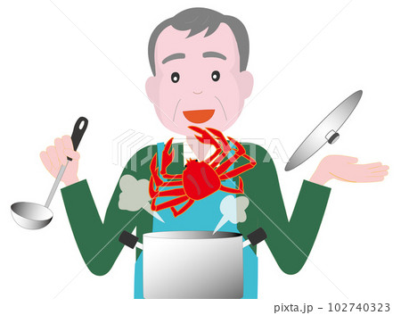 高齢者が魚料理をしている。 102740323