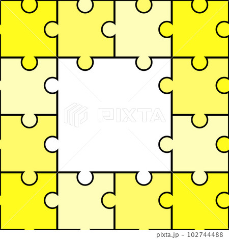 黄色の正方形のパズルのフレーム 102744488