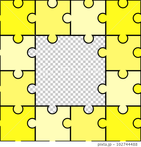 黄色の正方形のパズルのフレーム 102744488