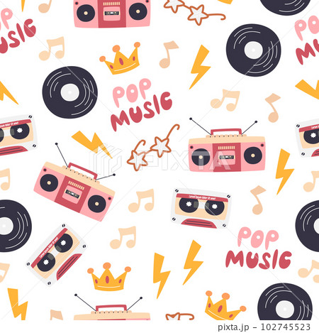 Retro pop music party seamless pattern isolated 102745523