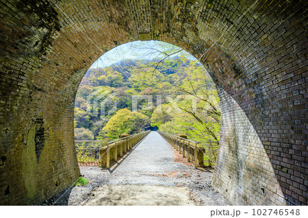 春の碓氷第三橋梁 めがね橋 群馬県安中市 春の碓氷第三橋梁 めがね橋 群馬県安中市 102746548