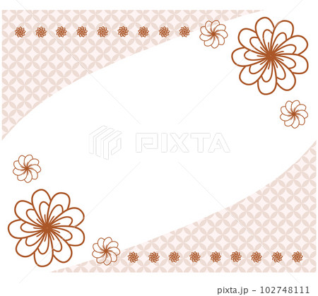 シンプルな花と和柄のフレームイラスト 102748111