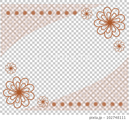 シンプルな花と和柄のフレームイラスト 102748111