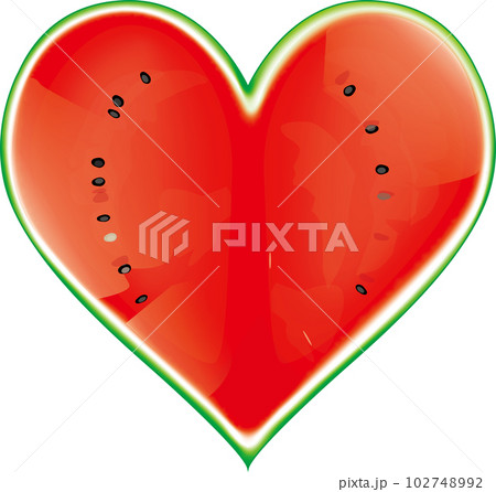 【食べ物】ハート型のスイカの輪切り♡ 102748992