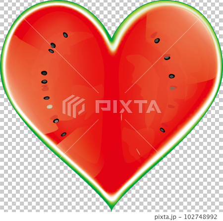 【食べ物】ハート型のスイカの輪切り♡ 102748992