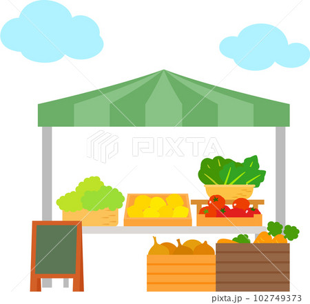 マルシェの野菜販売のテント 102749373